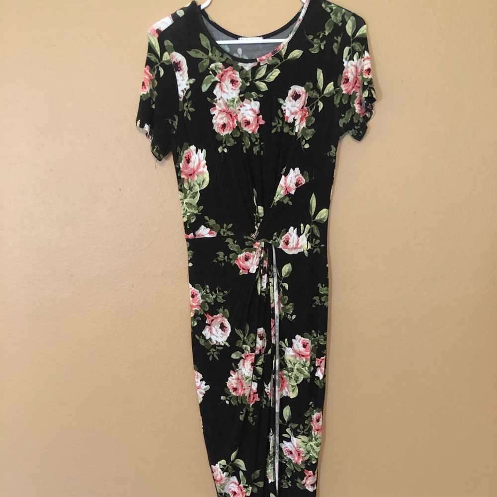 Floral T-Shirt Knotted Dress